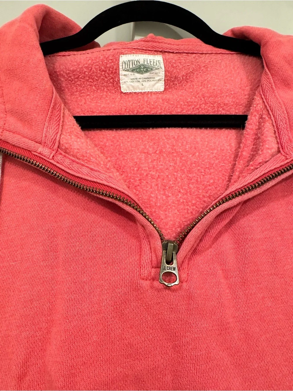 Vintage J. Crew Coral Half-Zip Hoodie Sweater